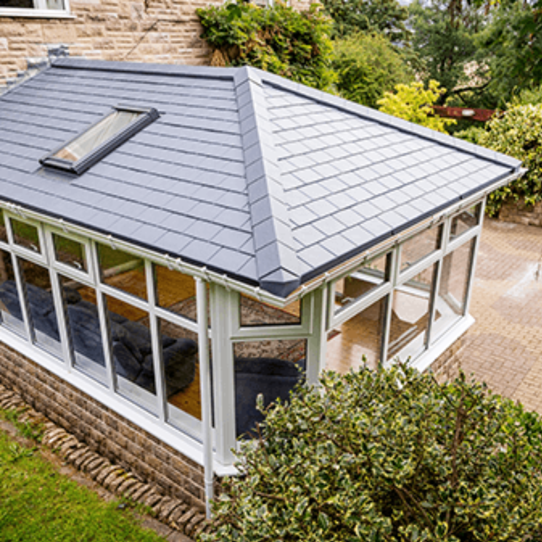 Grey Conservatory Solid Tiled Roof Replacement